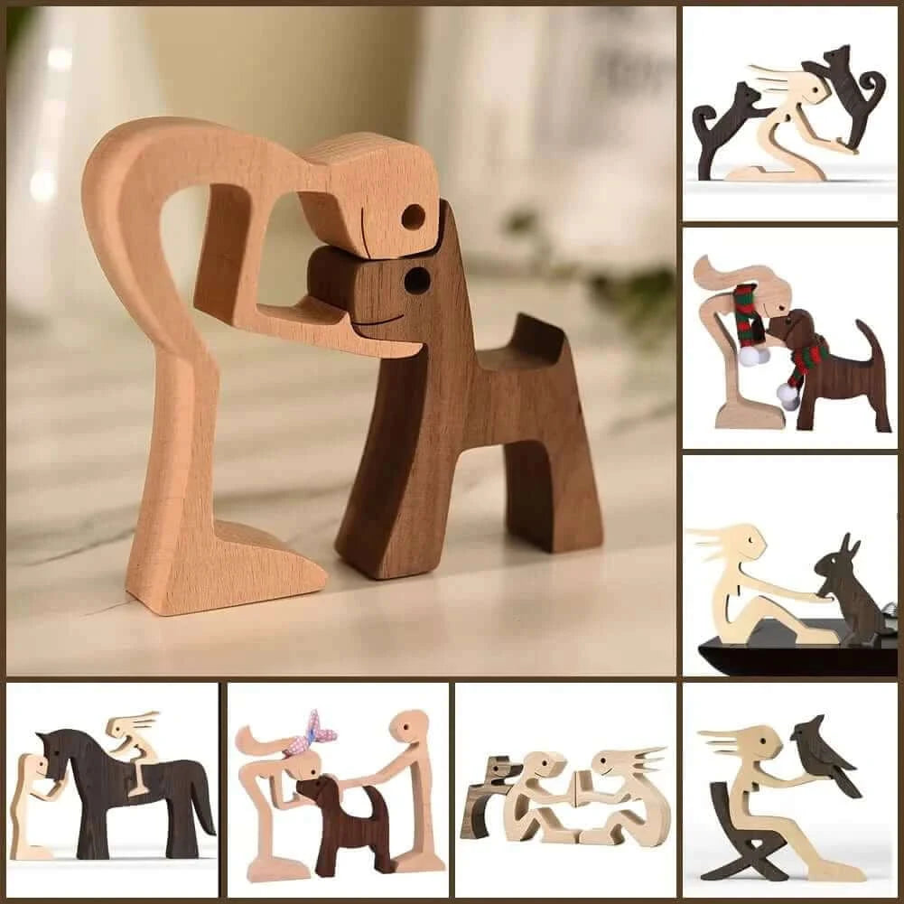 Wooden Dog Sculpture