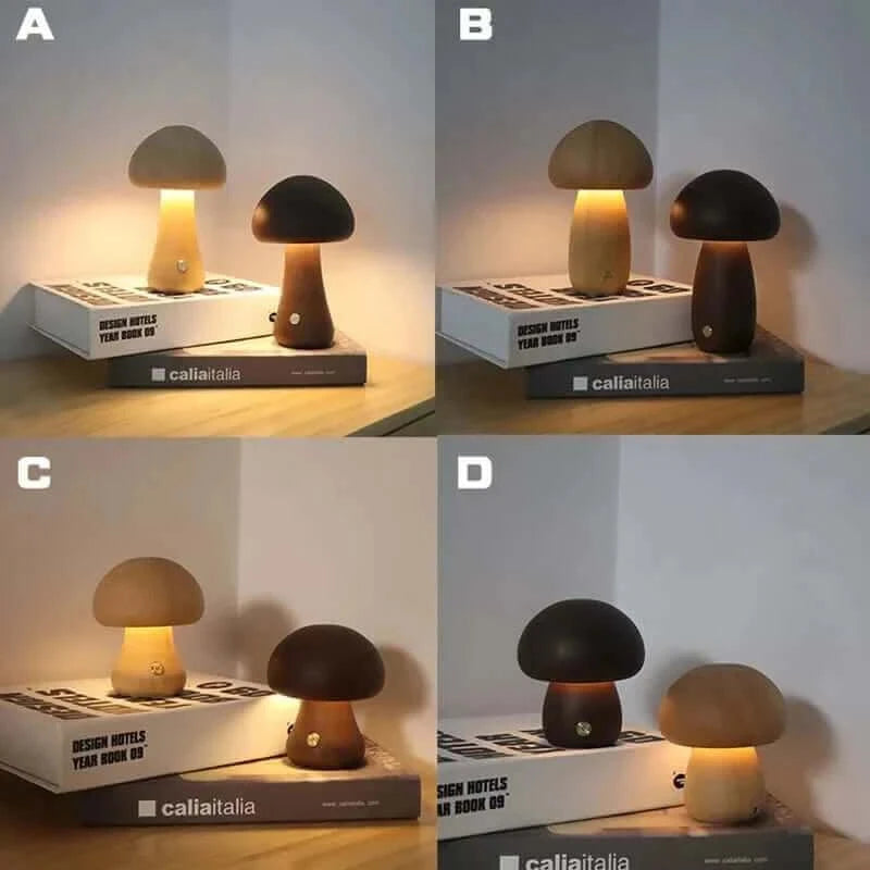 Wood Mushroom Lamp